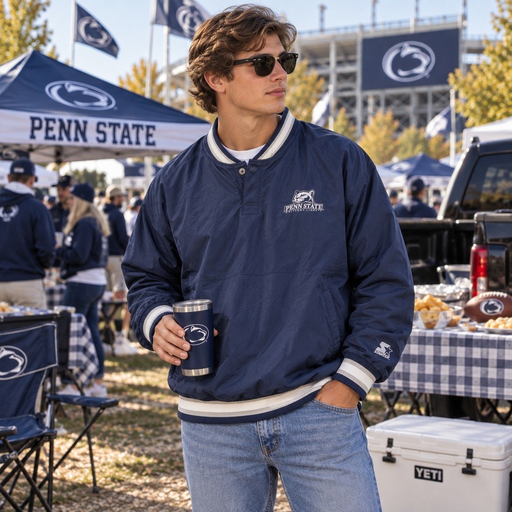 Starter Vintage Penn State Nittany Lion Pullover Jacket Nylon Windbreaker Mens L